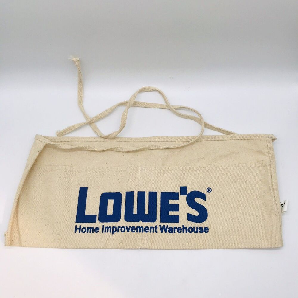 Lowe's Logo Canvas Carpenter's Apron Nail Tool Waist Bag 2 Pouch Pockets Tie On